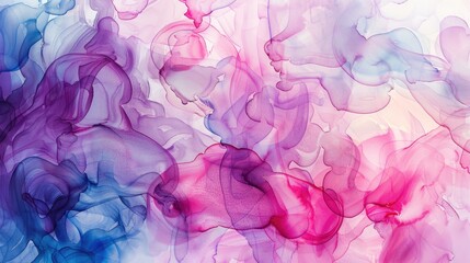 Fototapeta premium Vivid abstract watercolor blend in pink and blue hues.