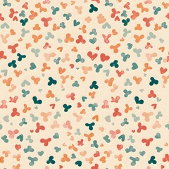 pattern of small dog bones and paw prints in pastel peach colors