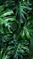 natural monstera leaf pattern offering lush botanical green textures