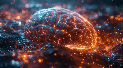 Digital Brain Artificial Intelligence Network Co,
Closeup of a human brain with glowing neurons representing artificial intelligence Concept Artificial Intelligence Human Brain Neurons CloseUp Glowing