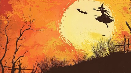 Retro Illustrated Spooky Halloween background