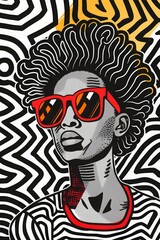 Modern poster with drawing inspired by African women.