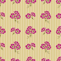 Summer Floral allover seamless repeat pattern background texture room wallpaper decoration with pink blossom flowers