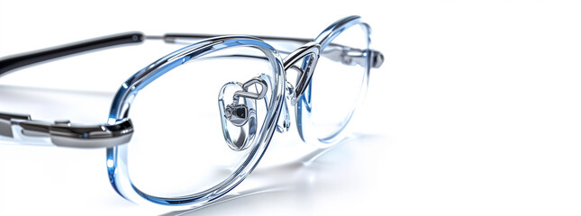 Close-up of Transparent Eyeglasses on White
