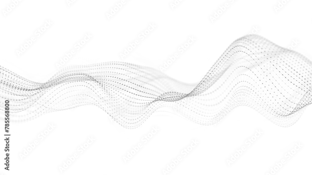Poster digital dynamic wave of particles. abstract white futuristic background. big data visualization. 3d 