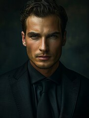 Man wearing black suit and tie