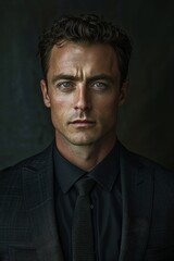 Fototapeta premium Confident businessman in suit and tie looking at camera