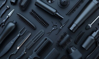 Collection of professional hair dresser tools 