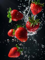 Fresh strawberries in water.