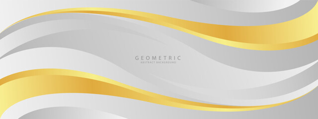 White abstract background with wave geometric lines shiny gold color