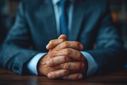 A closeup of the guest's hands clasped together reveals their nervous energy before the interview