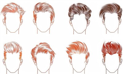 Set of fashionable man's hairstyles