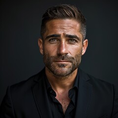 Obraz premium Man with beard and black shirt
