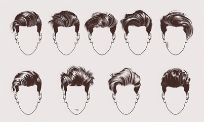 Set of fashionable man's hairstyles