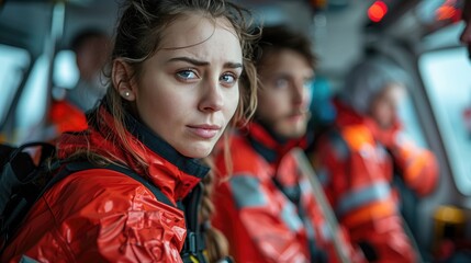 A group of paramedics undergoes rigorous training exercises, honing their skills to respond effectively in crisis situations - obrazy, fototapety, plakaty