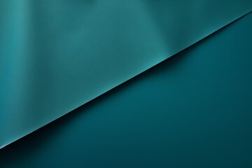 Teal background with dark teal paper on the right side, minimalistic background, copy space concept, top view - obrazy, fototapety, plakaty