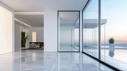 sleek modern glass entrance to a contemporary villa sliding doors and minimalist architecture 3d illustration