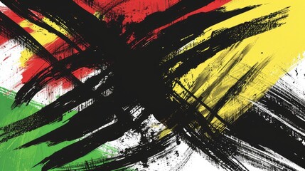 Abstract Expressionist Artwork with Vivid Red, Yellow, and Black Brushstrokes