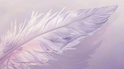 Soft grey swan feather art against dusky lavender.