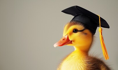 Graduate duckling ready for new beginnings, back to school concept - obrazy, fototapety, plakaty