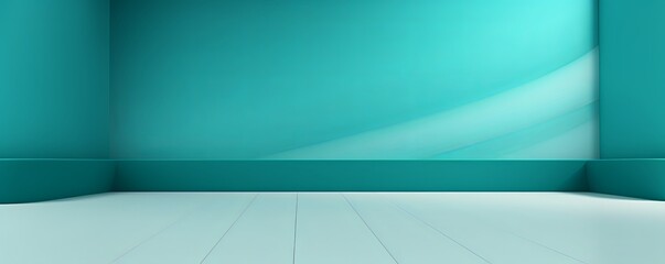 turquoise abstract background vector, empty room interior with gradient corner in a color for product presentation platform studio showcase mock up