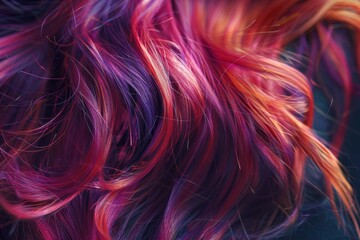 Stylish woman showcasing her vibrant, professionally dyed hairstyle at trendy salon. Artistic display of hair color and style in modern setting.