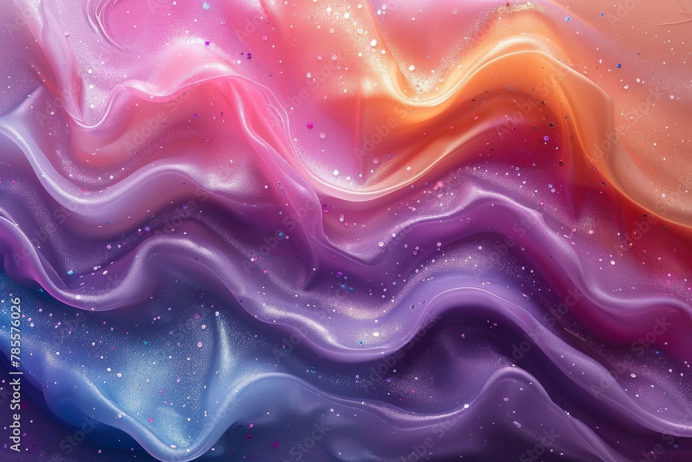 Poster this image presents a fluid abstract composition of wavy patterns with a blend of vivid colors sugge