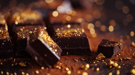 Gourmet Chocolate Sprinkled with Gold Dust Generative AI