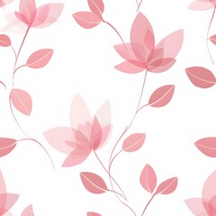 Pink flower pattern, seamless repeating pattern, white background, cute, soft pink, simple shapes, minimalist style