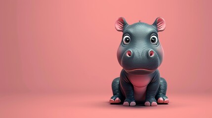 Adorable Baby Hippo in a Bodysuit Illustration Generative AI - obrazy, fototapety, plakaty