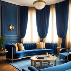 Chic Contrast of Velvet Sofa and Luxe Curtains