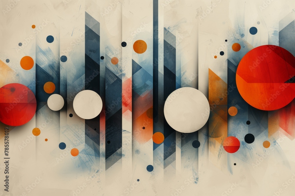 Poster this image displays an intricate arrangement of shapes with a dynamic color scheme that brings a liv