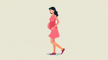 Stylized Illustration of Pregnant Woman Generative AI