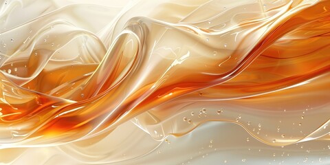 Abstract Fluid Art Background, Swirling Orange and Cream Textured Wallpaper