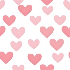 pink hearts seamless pattern, pastel pink on white background
