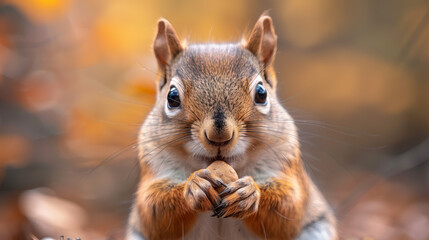 Naklejka na ściany i meble Squirrel Savoring Nut High-Resolution Wildlife Photo