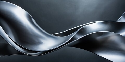 Abstract Background Design, Black and Silver Metallic Flow on Dark Textured Surface