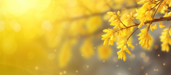 yellow spring flowers on sunlight background