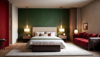 Create a cozy and inviting bedroom with a touch of modern elegance. Incorporate warm earth tones...