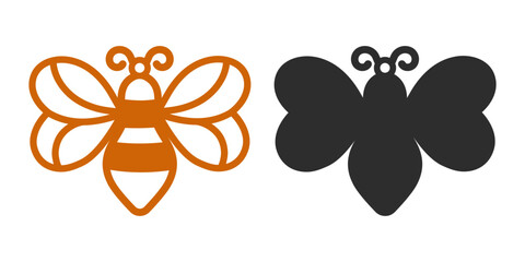 Two layered vector design with bee for earrings, pendant or keychain. Jewelry silhouette laser cut template. Cnc cutting with metal, wood or leather