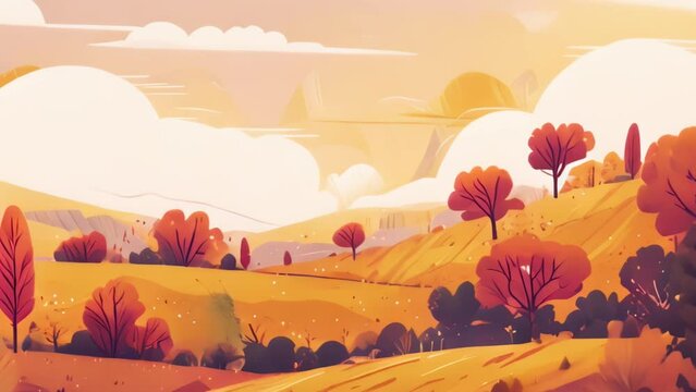 Autumn banner with mountains trees and hills