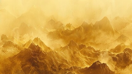 Luxurious Gold Mountains - Illustration of majestic mountains in luxurious gold tones, evoking grandeur and opulence for elegant wall art. - obrazy, fototapety, plakaty