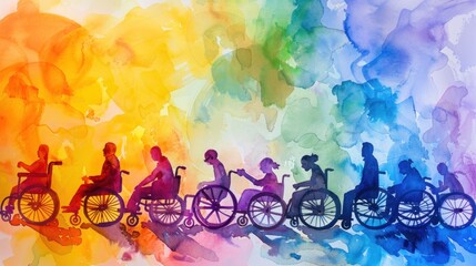 Colorful watercolor masterpiece commemorating International Day of Disabled Persons, advocating for inclusivity and healthcare awareness.