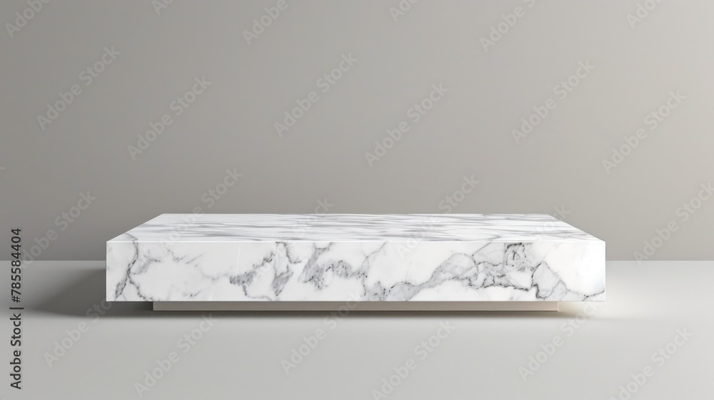 Poster white marble table product display - a gleaming white marble table serving as the backdrop for an em