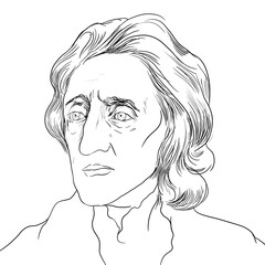 Realistic illustration of British philosopher and physicist John Locke