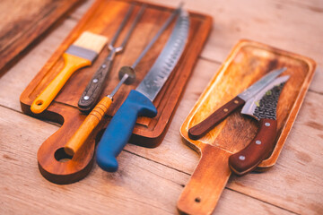 Explore Our Expansive Selection of Kitchen Tools and Utensils: Featuring a Variety of Knives, Wooden Cutting Boards, Metal Spoons, and Domestic Cooking Sets for Healthy Food Preparation