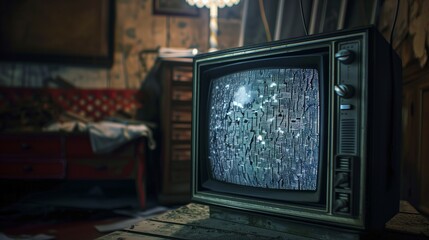Oldschool photograph of static on an old tv