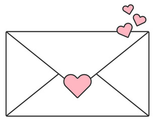 envelope with letter and hearts without background