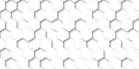 Modern simple white texture pattern of hexagons as a background. Abstract honeycomb background. Closeup of tile wall. Seamless geometric vector pattern, packing design. White hexagon 3D background .