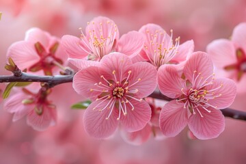 Vibrant blossoms of pink cherry flowers highlighting the beauty and renewal associated with spring